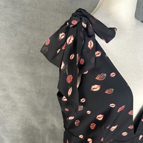 Hutch Dress Womens 10 Black Lips Sleeveless V Neck Feminine Romantic Whimsy - Picture 5 of 15